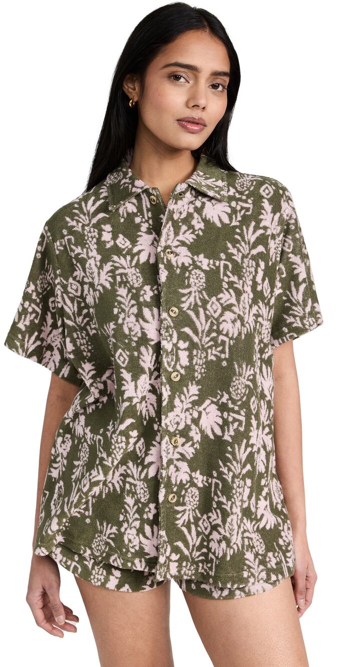 THE UPSIDE NWT Evereve Cocos Collared Stella Terry Cloth Shirt // XS